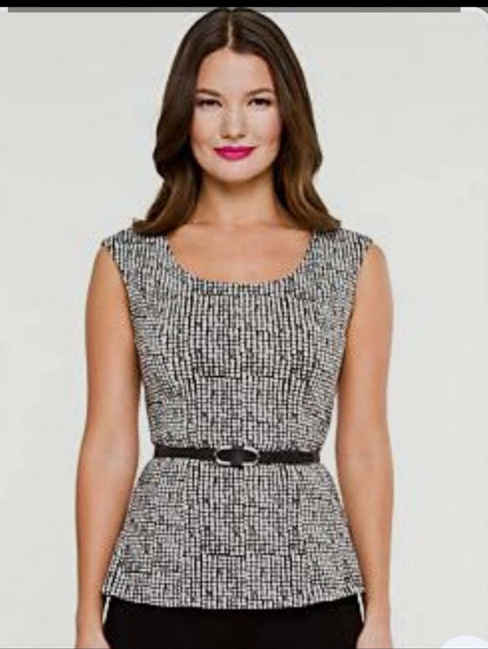 Le Chateau Black & White Sleeveless Top with Belt